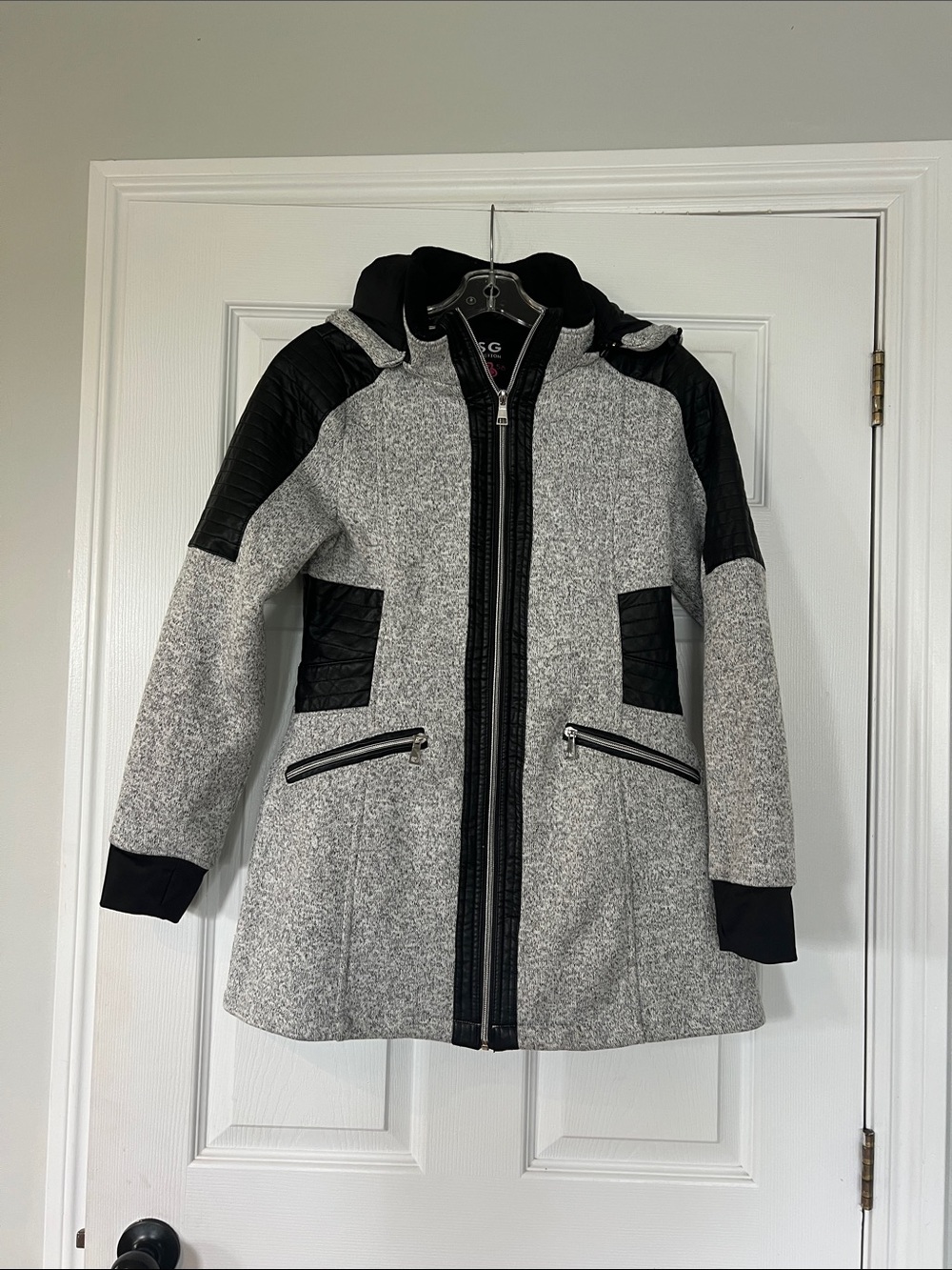 Gray & Black Teddy Coat with Quilted Accents